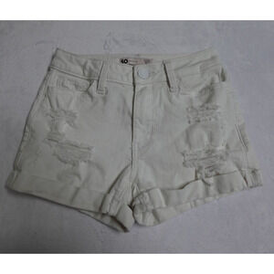 SO High Rise Shortie Cut Off Shorts Junior's Size 0 (24) White Distressed